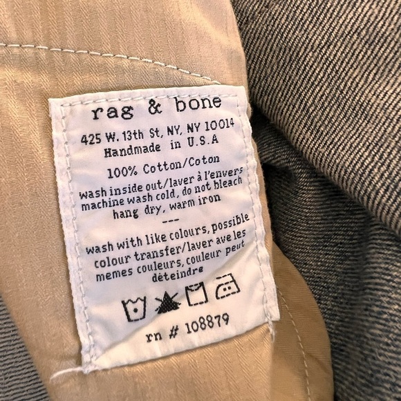 Rag & Bone RB 15x Slim Straight Tailored Workwear Denim Dumont Blue Jeans 31 - Picture 12 of 13